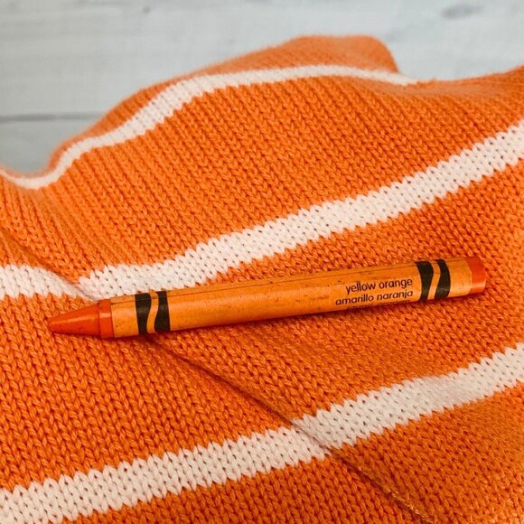 J Jill Womens Knit Pullover Sweater Clementine Orange Striped Side Ties Size S - Picture 10 of 13